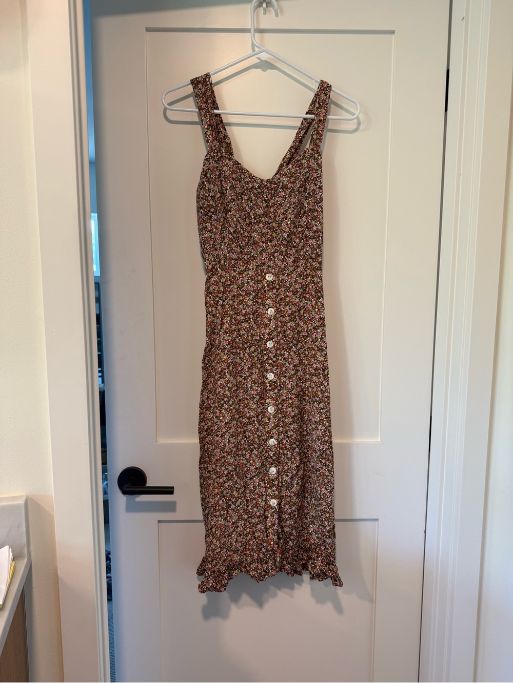 Faithfull the Brand Brown Floral Button Midi Dress - Picture 3 of 5